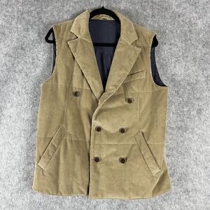 Suitsupply Bodywarmer Italian Corduroy Vest Mens Medium Tan Double Breasted